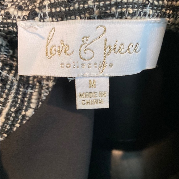 Black and White Tweed Cropped Blazer with Notched Lapels - Picture 2 of 7